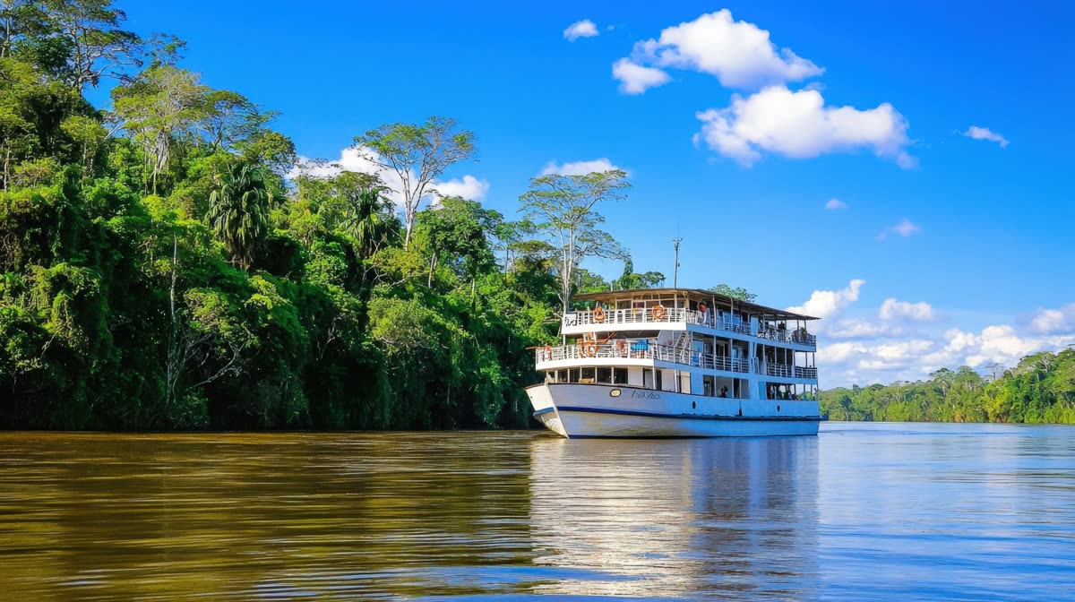 Barco fluvial na Amazônia